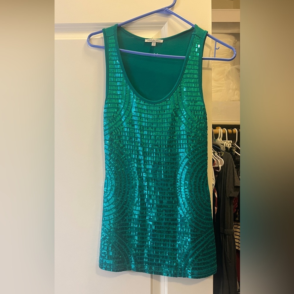 Charlotte Russe Teal Sequin Tank Top